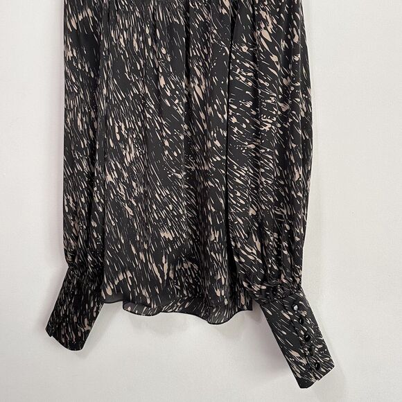 Jill Stuart Silk Top Blouse Shell 4 Boat Neck Long Sleeve Party Cocktail Dinner - Picture 9 of 10